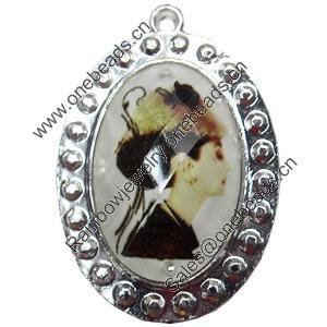 Jewelry Findings, CCB Plastic Pendant with Resin, 42x54mm, Sold by PC