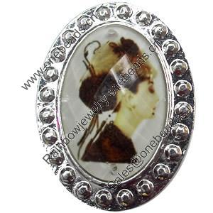 Jewelry Findings, CCB Plastic Pendant Setting with Resin Cabochon, 31x41mm, Sold by PC