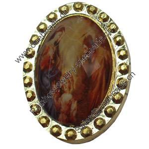 Jewelry Findings, CCB Plastic Pendant Setting with Resin Cabochon, 31x41mm, Sold by PC