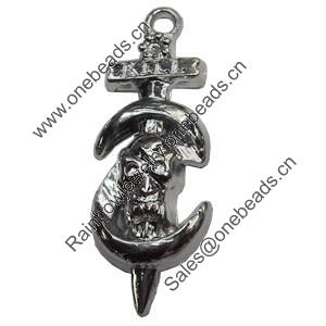 Jewelry Findings, CCB Plastic Pendant Antique Silver, 26x57mm, Hole:4mm, Sold by PC