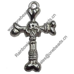 Jewelry Findings, CCB Plastic Pendant Antique Silver, Cross, 29x47mm, Hole:4mm, Sold by PC