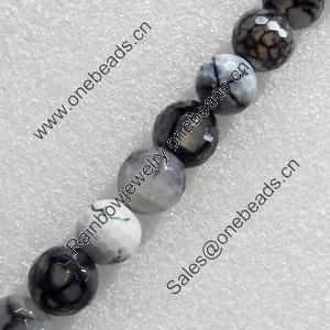 Agate Beads, Faceted Round, 8mm, Hole:Approx 1mm, Sold per 16-inch Strand
