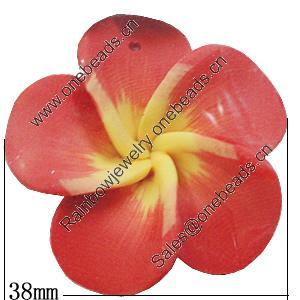 Handmade Polymer Clay Beads, Flower 38mm Hole:2mm, Sold by Bag 