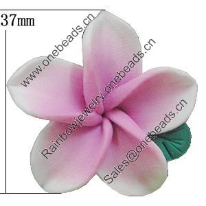 Handmade Polymer Clay Beads, Flower 37mm Hole:2mm, Sold by Bag 