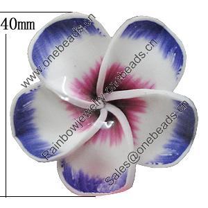 Handmade Polymer Clay Beads, Flower 40mm Hole:2mm, Sold by Bag 