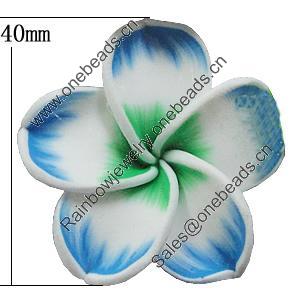 Handmade Polymer Clay Beads, Flower 40mm Hole:2mm, Sold by Bag 