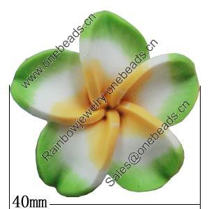 Handmade Polymer Clay Beads, Flower 40mm Hole:2mm, Sold by Bag 