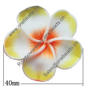 Handmade Polymer Clay Beads, Flower 40mm Hole:2mm, Sold by Bag 