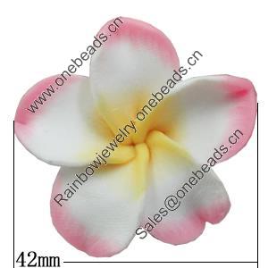 Handmade Polymer Clay Beads, Flower 42mm Hole:2mm, Sold by Bag 