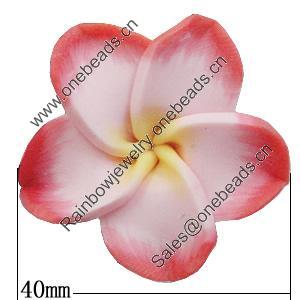 Handmade Polymer Clay Beads, Flower 40mm Hole:2mm, Sold by Bag 