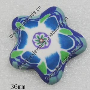Polymer Cabochons, Star 36mm, Sold by Bag 