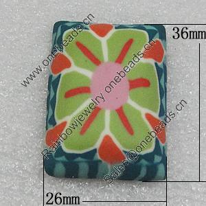 Polymer Cabochons, Rectangle 36x26mm, Sold by Bag 