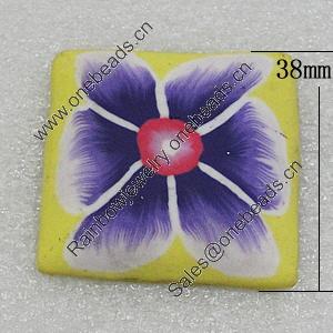 Polymer Cabochons, Square 38mm, Sold by Bag 