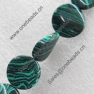 Malachite Beads，Flat Round, 18mm, Hole:Approx 1mm, Sold per 16-inch Strand
