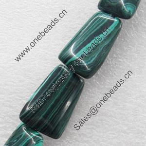 Malachite Beads，Trapezium, 13x20mm, Hole:Approx 1mm, Sold per 16-inch Strand