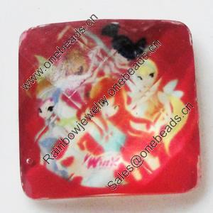 Resin Cabochons, No-Hole Jewelry findings, Faceted Square, 28mm, Sold by PC