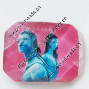 Resin Cabochons, No-Hole Jewelry findings, Faceted Polygon, 28x37mm, Sold by PC