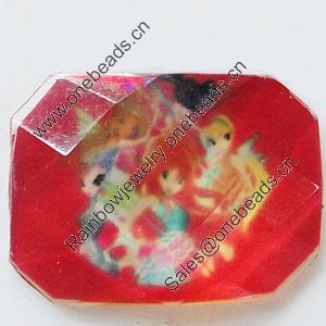 Resin Cabochons, No-Hole Jewelry findings, Faceted Polygon, 28x37mm, Sold by PC