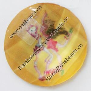 Resin Cabochons, No-Hole Jewelry findings, Faceted Round, 32mm, Sold by PC