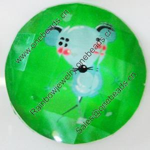 Resin Cabochons, No-Hole Jewelry findings, Faceted Round, 32mm, Sold by PC