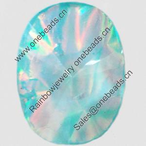 Resin Cabochons, No-Hole Jewelry findings, Faceted Oval, 29x39mm, Sold by PC