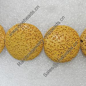 Natural Lava Beads, Flat Round 20x7mm Hole:2mm, Sold per 16-inch Strand