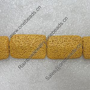 Natural Lava Beads, Rectangle 28x19mm Hole:2mm, Sold per 16-inch Strand