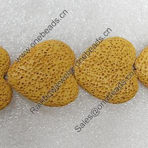 Natural Lava Beads, Heart 20x20x8mm Hole:1mm, Sold per 16-inch Strand