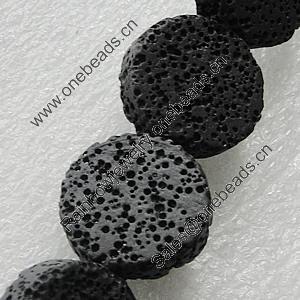 Natural Lava Beads, Flat Round 20x8mm Hole:1mm, Sold per 16-inch Strand