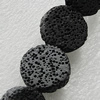 Natural Lava Beads, Flat Round 15x8mm Hole:1mm, Sold per 16-inch Strand