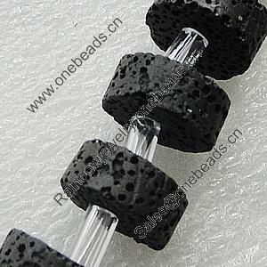 Natural Lava Beads, Flat Round 15x7.5mm Hole:1mm, Sold per 16-inch Strand