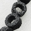 Natural Lava Beads, Flat Round 15x8mm Hole:1mm, Sold per 16-inch Strand