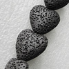 Natural Lava Beads, Heart 26x27x8mm Hole:1mm, Sold per 16-inch Strand