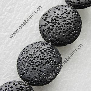 Natural Lava Beads, Flat Round 20x7mm Hole:2mm, Sold per 16-inch Strand