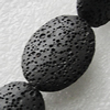 Natural Lava Beads, Flat Oval 32x24mm Hole:2mm, Sold per 16-inch Strand
