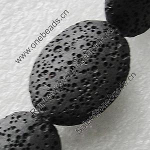 Natural Lava Beads, Flat Oval 32x24mm Hole:2mm, Sold per 16-inch Strand