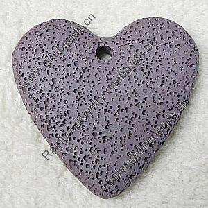Natural Lava Pandents, Heart 50mm Hole:4.5mm, Sold by PC