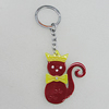 Iron Key Chains with Acrylic Charm, Cat 62x50mm, Sold by PC 