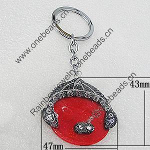 Iron Key Chains with Acrylic Charm, 47x43mm, Sold by PC 