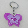 Iron Key Chains with Acrylic Charm, Butterrfly 56x43mm, Sold by PC 