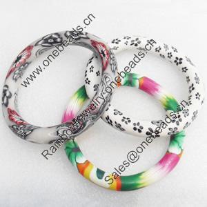Pottery Clay Bracelet, Mix Colour, width approx:12mm, Outer diameter about:6-inch, Sold by Group