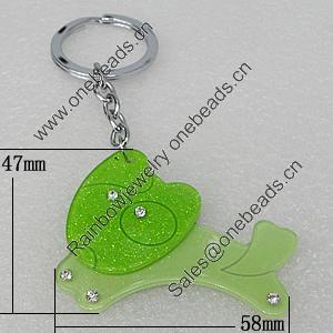 Iron Key Chains with Acrylic Charm, 58x47mm, Sold by PC 
