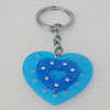 Iron Key Chains with Acrylic Charm, Heart 50x45mm, Sold by PC 