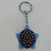 Iron Key Chains with Acrylic Charm, Tortoise 54x42mm, Sold by PC 