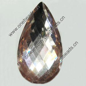 Resin Zircon, No-Hole Jewelry findings, Faceted Teardrop, 10x14mm, Sold by Bag