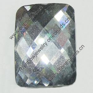 Resin Zircon, No-Hole Jewelry findings, Faceted Rectangle, 4x6mm, Sold by Bag