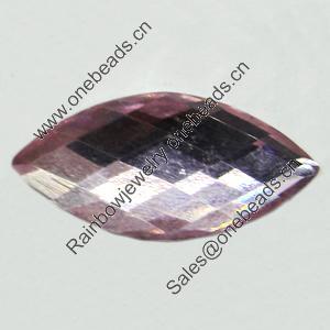 Resin Zircon, No-Hole Jewelry findings, Faceted Horse eye, 5x10mm, Sold by Bag