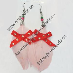 Fashional Earrings, Feather, Sold by Dozen 