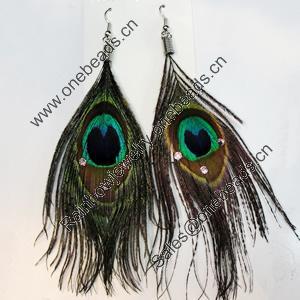 Fashional Earrings, Feather, Sold by Dozen 