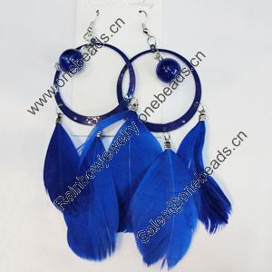 Fashional Earrings, Feather, Sold by Dozen 